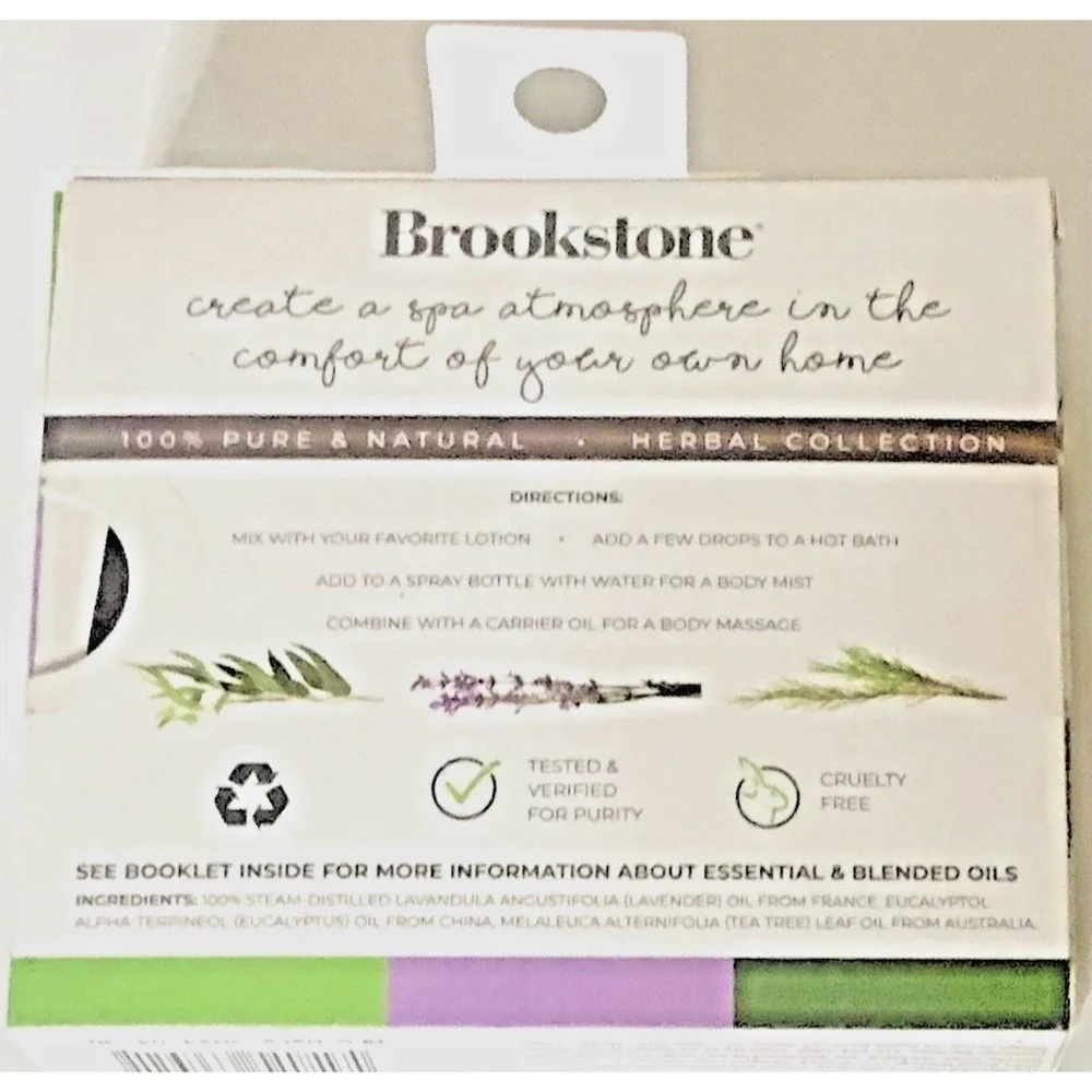 Aromatherapy Brookstone Essential Oil Set 3-Pack Euc Lavender Tea Tree 10mL Each